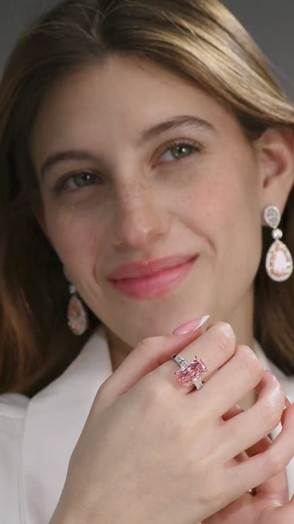 Platinum Statement Ring With 7.01 Ct Fancy Vivid Pink Radiant (Treated Color) Diamond