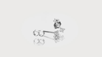 14K White Gold Stud Earrings With 0.06 TCW Natural Diamond