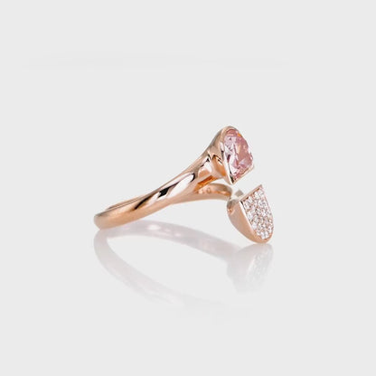Toi & Moi Ring Set With 1.70 ctw Fancy Pink Half Moon (Treated Color) in 14K Rose Gold