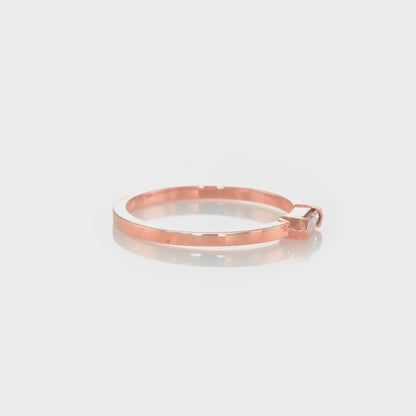 18k Rose Gold Ring With 0.14 Carat Elongated Hexagon Shape Natural Diamond
