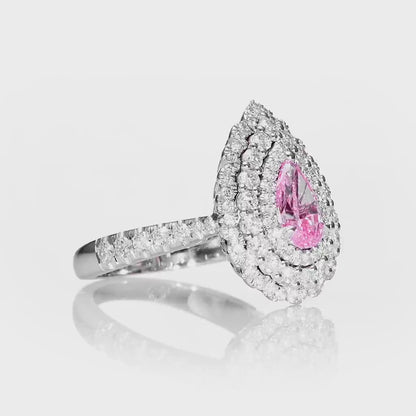 18K White Gold Statement Ring With 1 Carat Fancy Coloured Diamond