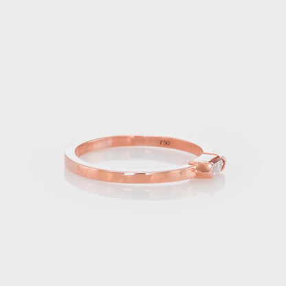 18k Rose Gold Ring With 0.09 Carat Elongated Hexagon Shape Natural Diamond