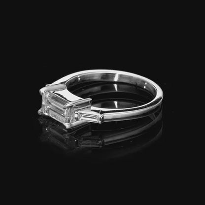 1.19 tcw Emerald Cut Natural Diamond in 18k White Gold Engagement Ring