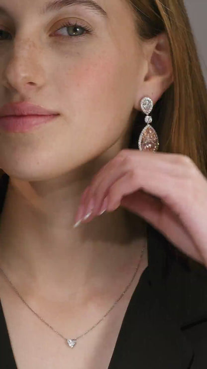 20.20ct Fancy Vivid Pink Pearshape Earrings (Treated Color)Natural Diamonds