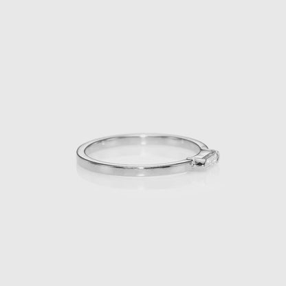 18k White Gold Ring With 0.07 Carat Elongated Hexagon Shape Natural Diamond
