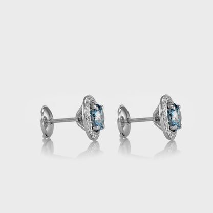 18K White Gold Stud Earrings With 2.11 Carat Fancy Coloured Diamond